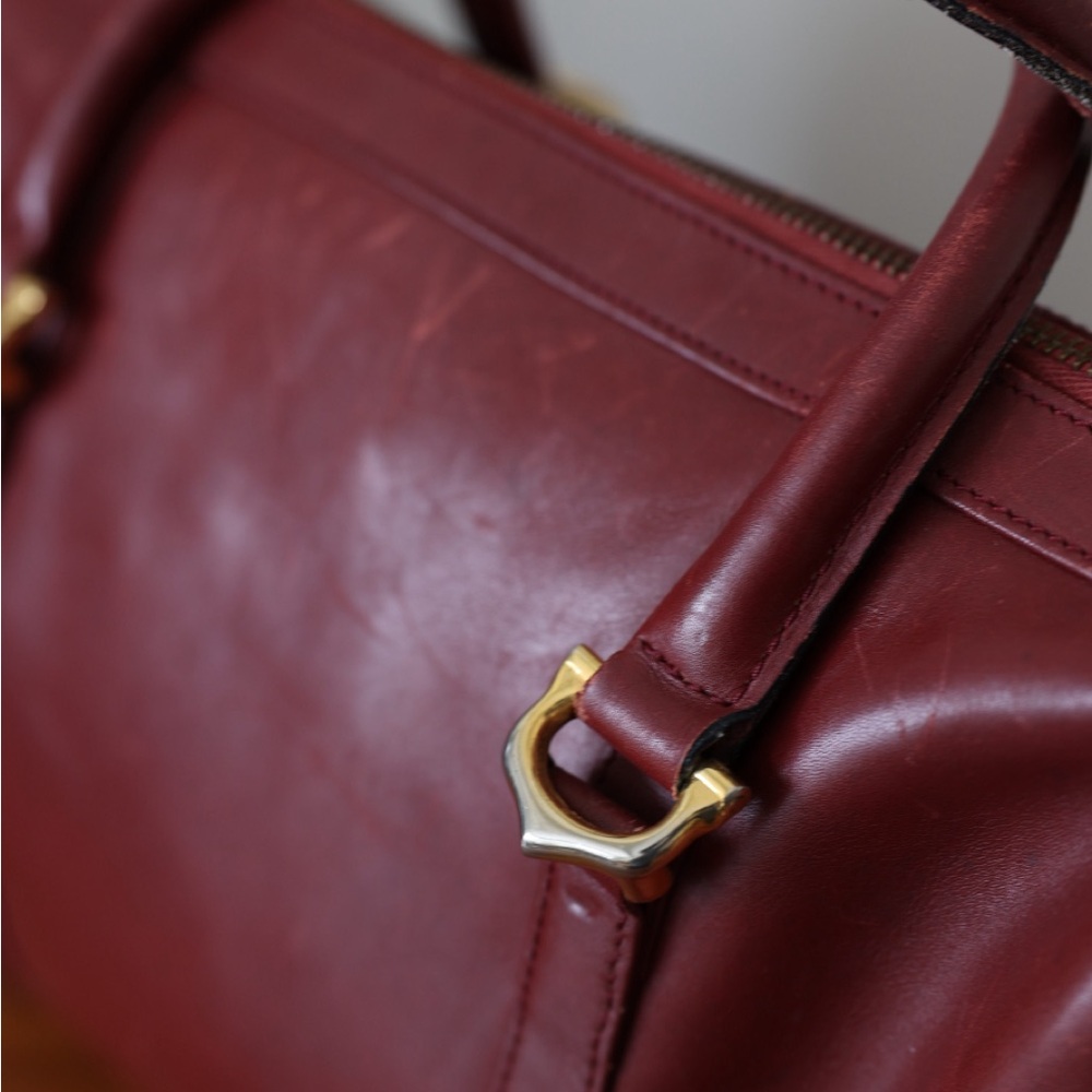 Cartier Burgundy Leather Satchel with Gold Hardware - Picture 10 of 10